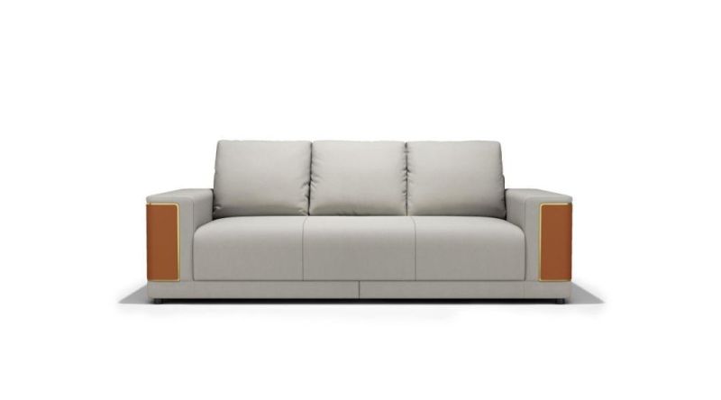 Italian Modern High Quality Stainless Steel Fabric Genuine Leather Living Room Sofa Ls022