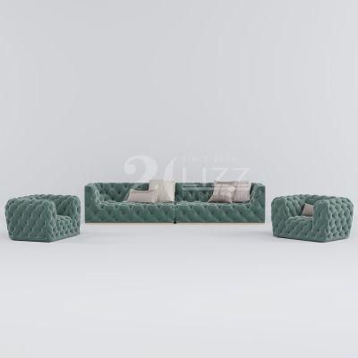 Classic European Style High Grade Green Fabric Modern Living Room Sofa Home Floor Sofa Furniture