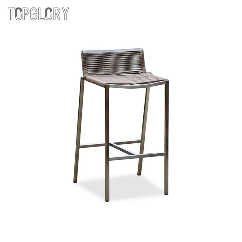 Modern Outdoor Stainless Steel Table and Chair Without Back for Bar Garden Coffee Shop Wedding Decoration