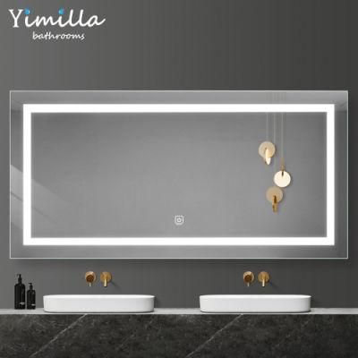 Foshan Smart Make up LED Light Mirror Modern Wall Large Bathroom Mirror