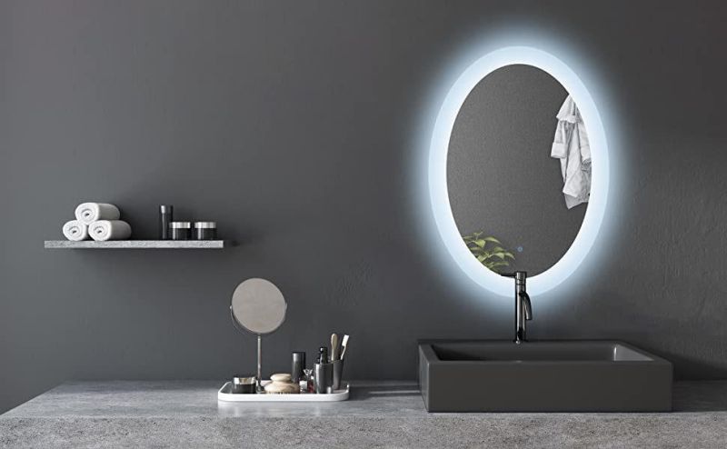 19X24 Inch Oval Bathroom Mirror for Wall,LED Lighted Bathroom Vanity Mirror,Adjustable Brightness Bathroom Vanity Mirror,Anti-Fog Makeup Wall Mirror for Bedroom