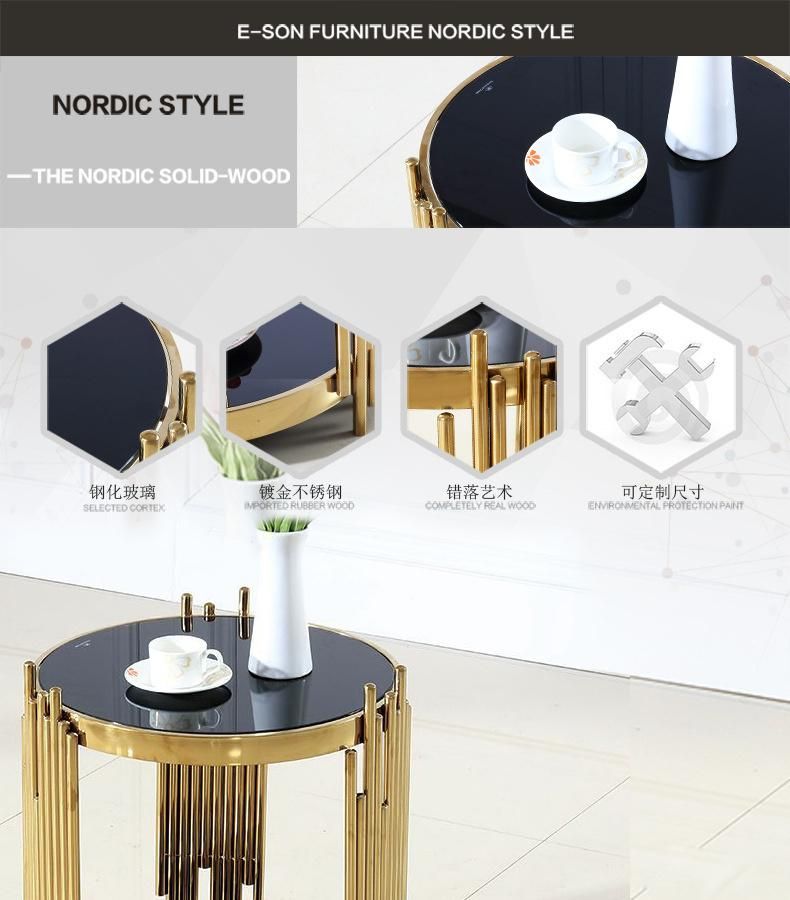Apartment Furniture Titanium Stainless Steel White Sintered Stone Coffee Table