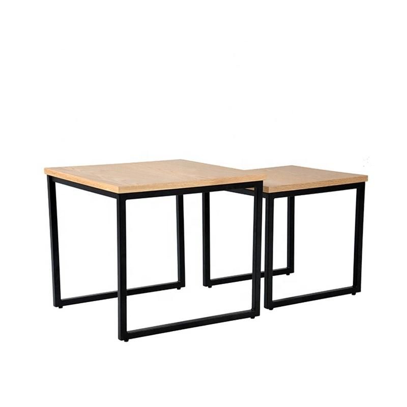 Hot Sales Modern Living Room Furniture Cheap Square Removable Coffee Table Sets with Black Legs