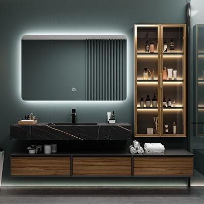 Home Decoration Items Bathroom LED Furniture Plywood with Melamine Washroom Vanity Cabinet with Side Light Cabinet