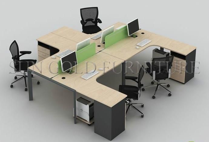 Latest Modern Aluminium T Shaped 2 Person Office Desk (SZ-WST741)