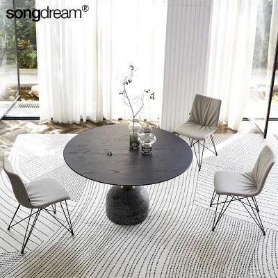 Modern Natural Ash Wooden Furniture Wood Table Top Round Dining Table