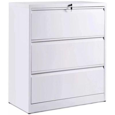 3 Drawers White Metal Lateral File Cabinet with Lock Filing Cabinet