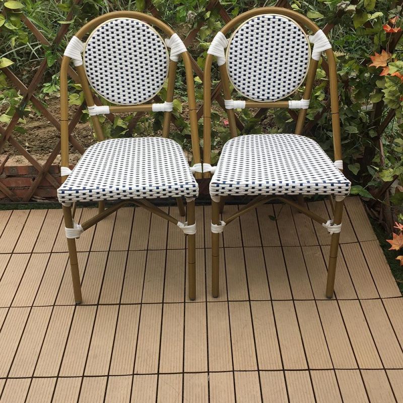 Hot Sale Outdoor Furniture French Style Cafe Bistro Rattan Chairs Restaurant Furniture Modern Stackable Packing 30PCS