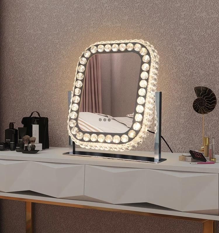 Hair Salon Table LED Crystal Makeup Mirror Cosmetic Household Products Mirror