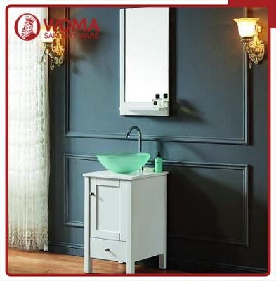 Woma Solid Wood Bathroom Vanity with Glass Sink (1003A)