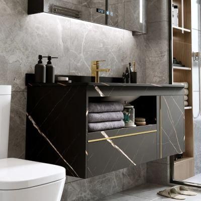 Modern Design Black Floating Bathroom Vanity Wall Mount Ceramic Single Sink Vanity