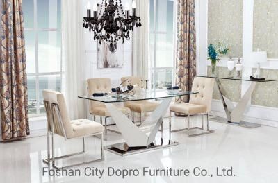Modern Style Simple Design Dining Table with Glass Top