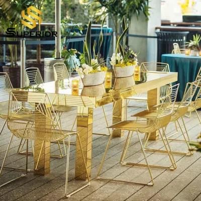 Wholesale Factory Sale Cheap Price Golden Steel Wire Dining Chairs