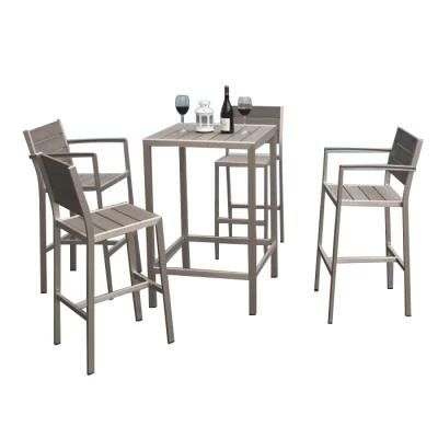 European Style Hotel Creative High Backrest Modern Cafe Bar Polywood Table and Chair Outdoor Garden Hotel Furniture