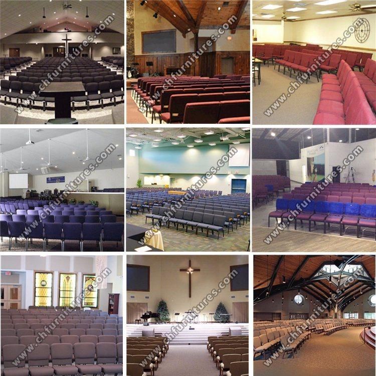 Metal Steel Stackable Padded Ergonomic Chapel Worship Church Chair Yc-G38