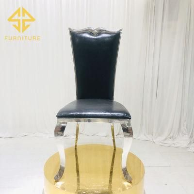 New Arrival Stainless Steel Black Back Dining Chair Hotel Furniture Wedding Events Used