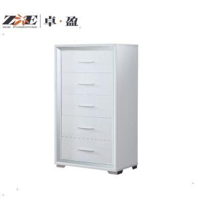 Hot Sale Modern Home Furniture Elegant Pure White Laquared Tall Boy Side Cabinet Design Drawer Chest