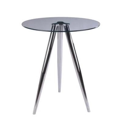 Luxury Italian Style Room Furniture Metal Legs Modern Glass Top Round Dining Table for Sale