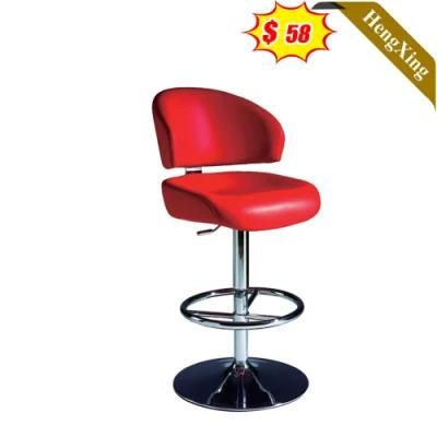 Minimalist PU Leather Swivel Adjustable Cafe Furniture High Middle Back Bar Stool Chair