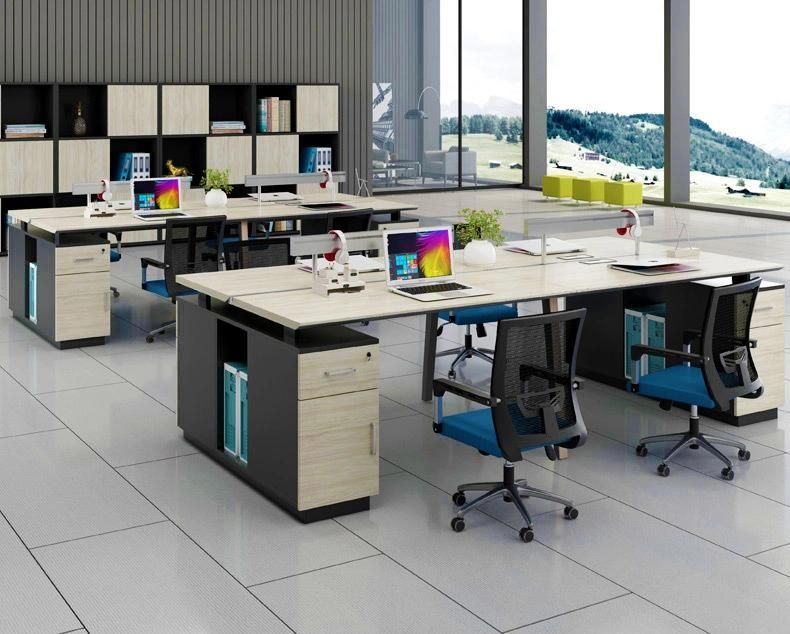 Middle East Modern Design Office Partition 4 Person Staff Melamine Workbench