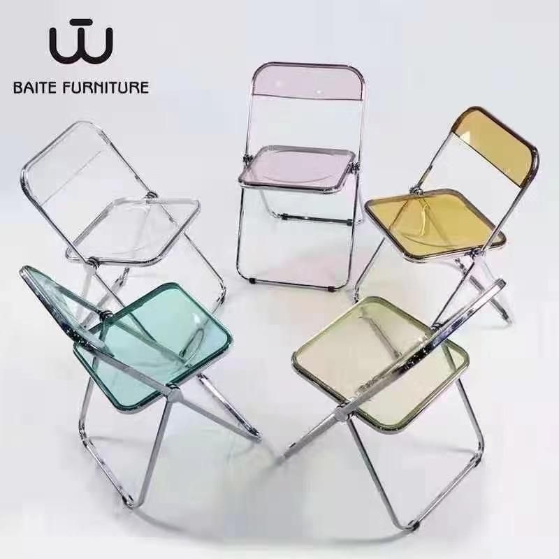 Transparent Acrylic Dining Chair Fashion Clothing Store Makeup Folding Chair