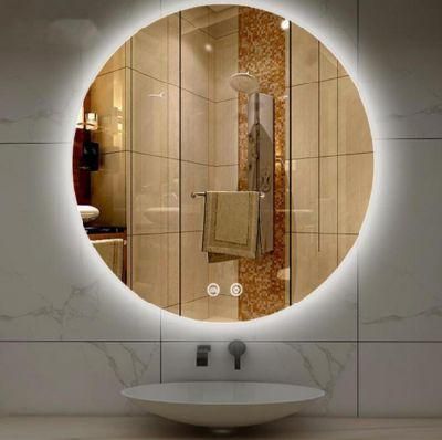 Morden Style Round Shape LED Bathroom Mirror with Metal Belt and Hook