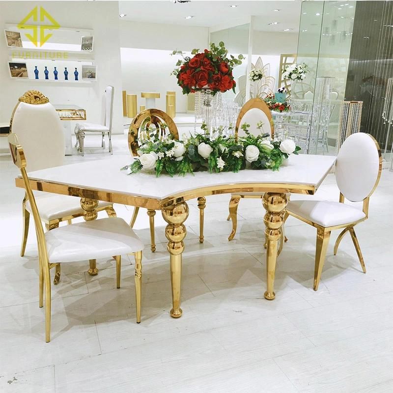 French Design High Quality Event Gold Stainless Steel Banquet Dining Chair