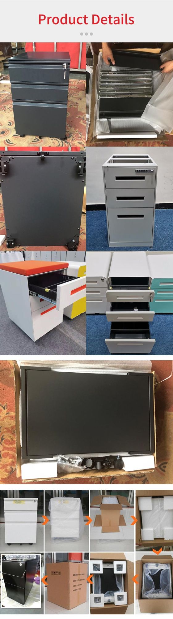 Modern Handle Design Mobile Pedestal Cabinet for Office Home Use