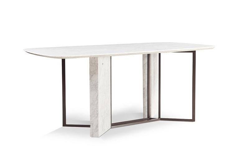 Popular Modern Minimalist Diningroom Furniture Metal Frame Sintered Stone Top Dining Table