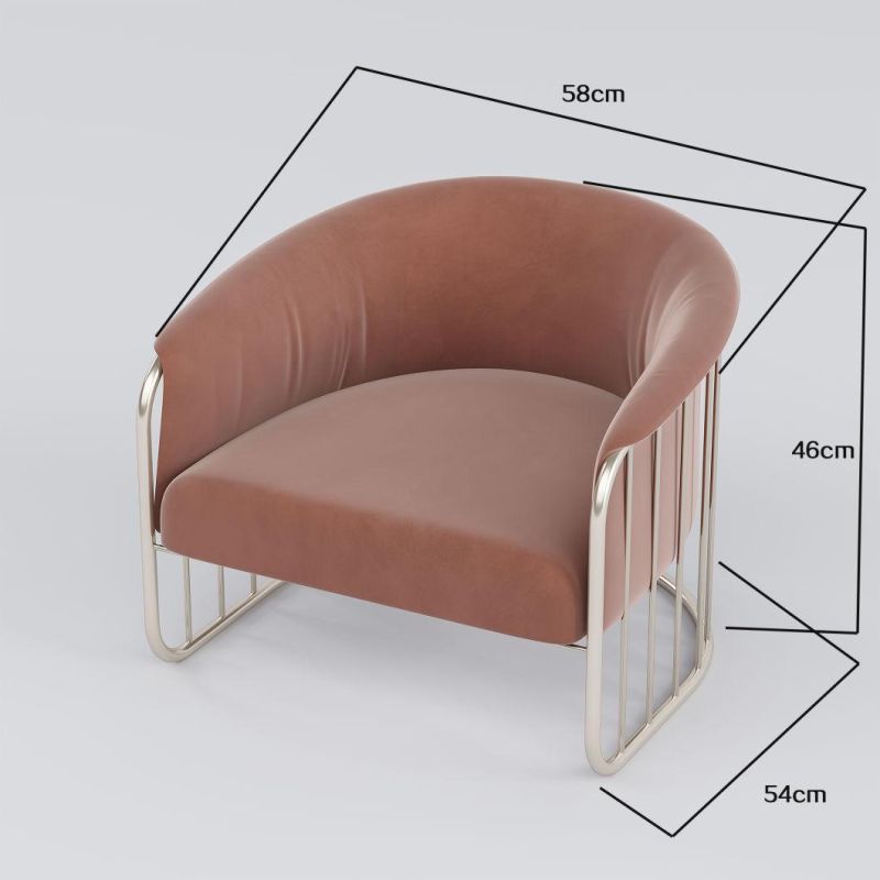 European Luxury Metal Leg Home Furniture Modern Living Room Velvet Fabric Chair with Optional Colors