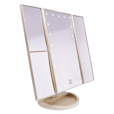 Top-Rank Selling Trifold LED Makeup Dimmable Brightness Ring Light Mirror