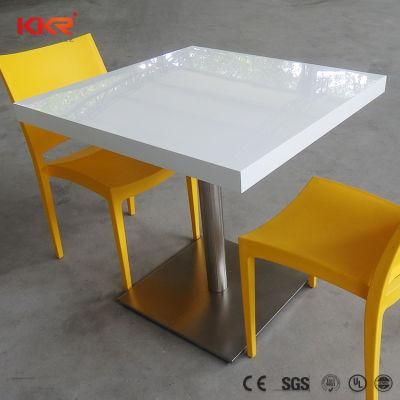 Custom Made Square Acrylic Corian Solid Surface Restaurant Dining Table