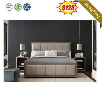 Wholesale Chinese Factory Modern Hotel Wooden Leather Double King Size Bed Home Bedroom Furniture