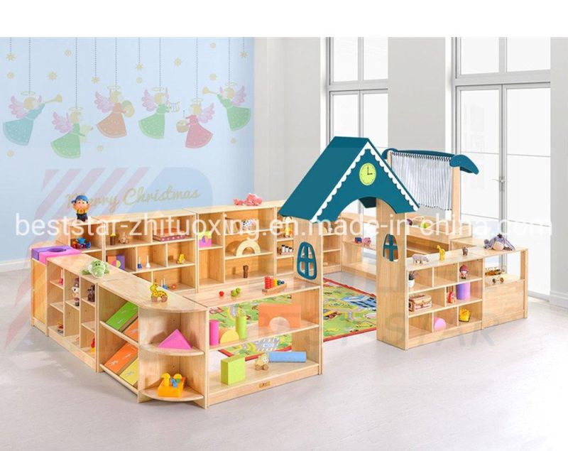 Preschool/Kindergarten Playroom Furniture,Nursery School Kids Toy Storage Cabinet,Children Care Center Furniture,Day Care Baby display Wooden Rack and Cabinet