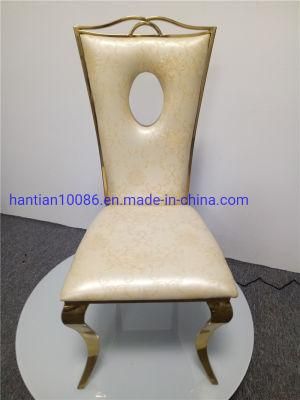 Luxury Banquet Hall Gold Stainless Steel Decoration Toe Crown Shape Wedding Dining Chair