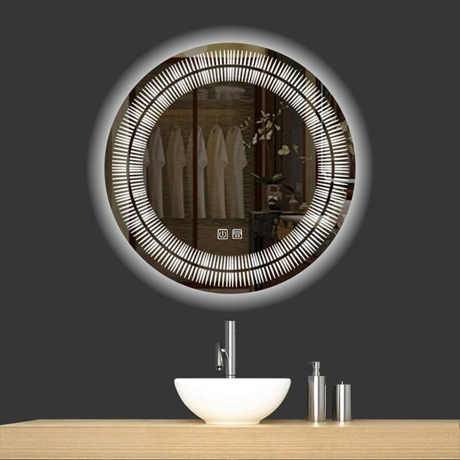 2021 New Design Round Bathroom Mirror Silkscreen Print Mirror LED Mirror