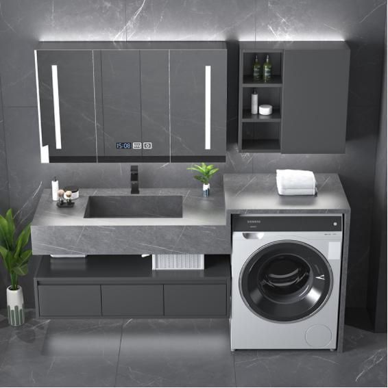 Light Luxury Simple Bathroom Cabinet Combination Toilet Hidden Mirror Cabinet Rock Board Wash Hand Wash Basin Integrated Wash Table