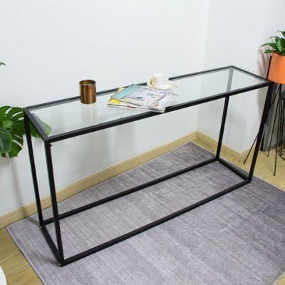 Modern Durable Furniture Transparent Tempered Glass Living Room Use Console Table