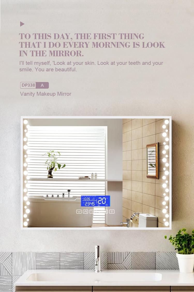 Dimmable Brightness LED Wall Bathroom Mirror with Bluetooth Speaker