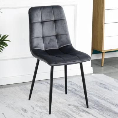 Modern Custom Living Room Grey Velvet Comfortable Dining Chair