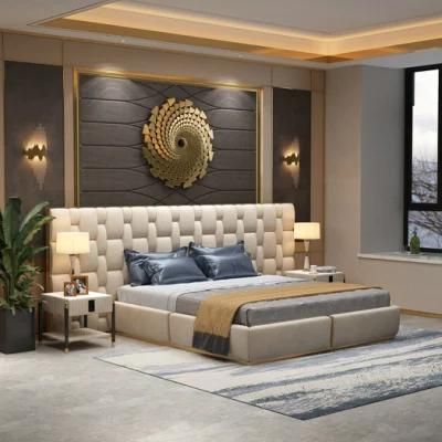 Modern Home Furniture Digital Night Table Bedroom Leather Wall King Bed