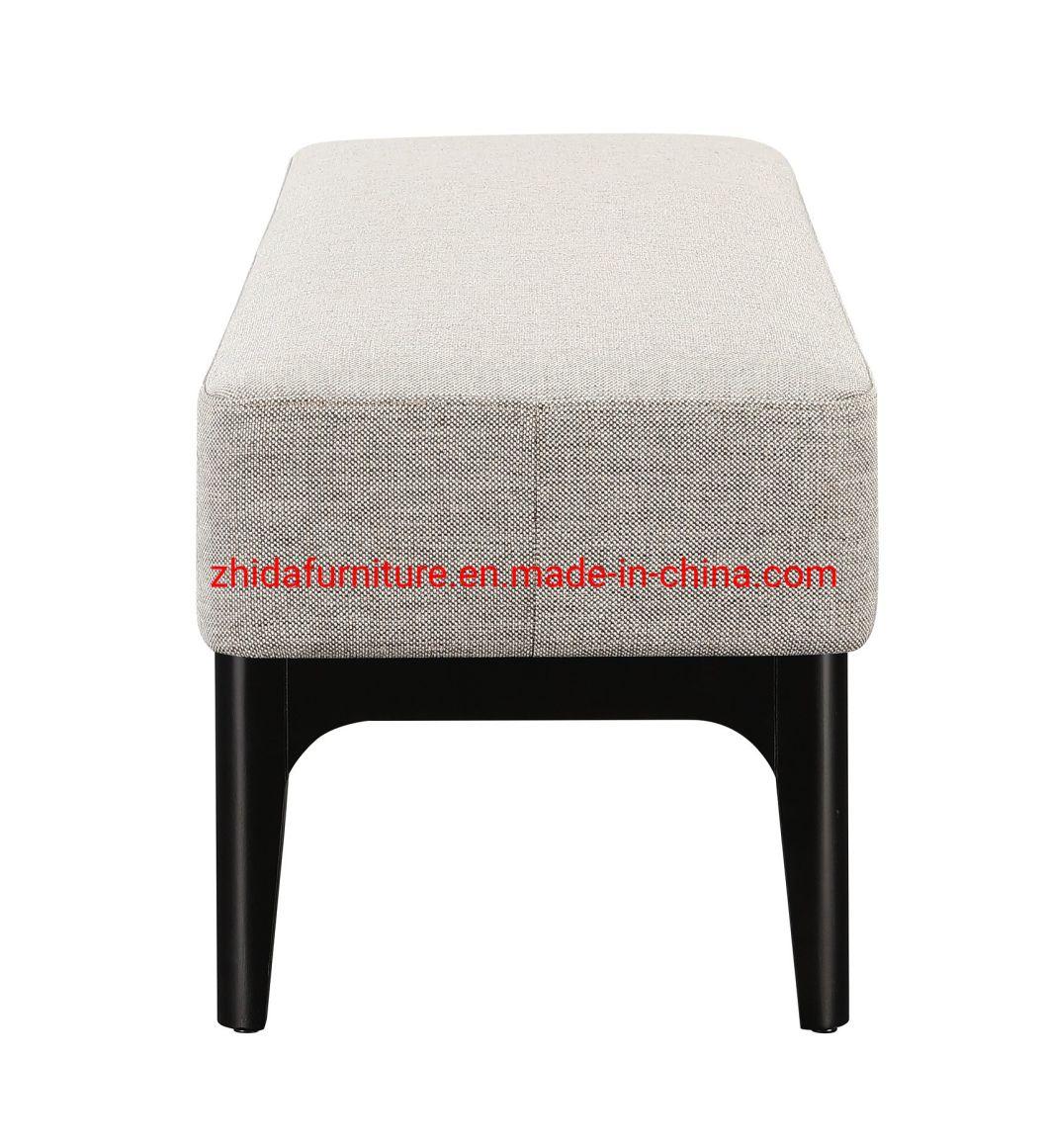 Modern Bedroom White Fabric Home Wooden Stool for Hotel