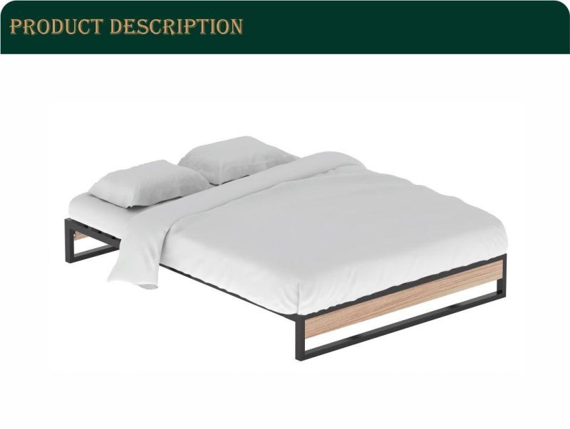 Good Design Metal and Wood Paltforma Bed with Slat Support