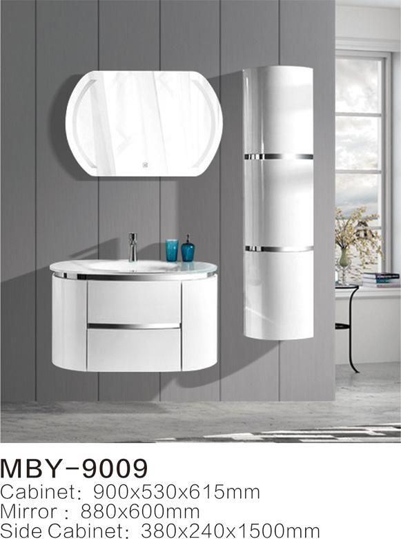 PVC Material Bathroom Wash Basin Mirror Cabinet with Light Top