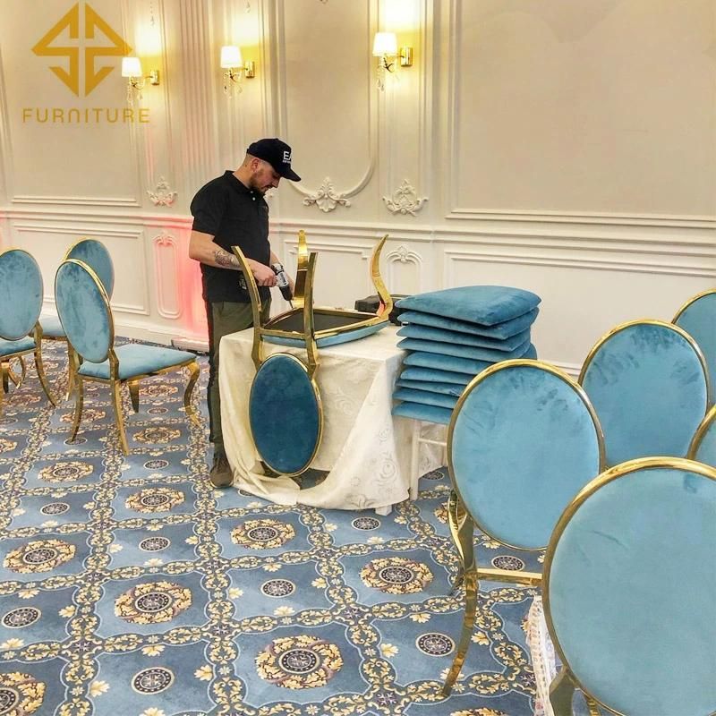 Event Used Hollow Back Stainless Steel Golden Rimmed Wedding Chairs