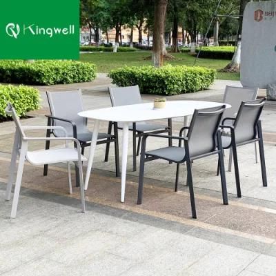 China Coffee Shop Cafe Garden Chair Modern Design Mesh Chair Dining Outdoor Aluminum Chair