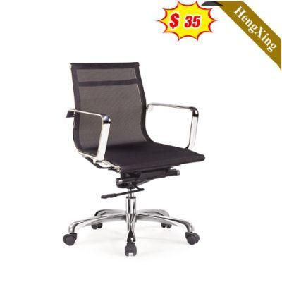 Simple Design Office Furniture Waiting Room Stainless Steel 5 Star Metal Legs Middle Back Mesh Chair