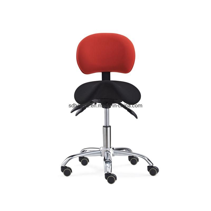 Adjustable Height Ergonomic Saddle Seat Rolling Dental Stool with Adjustable Back & Tilt Seat