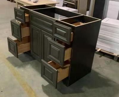 Furniture Factory Customized All Wood Colored Kitchen Black Cabinets