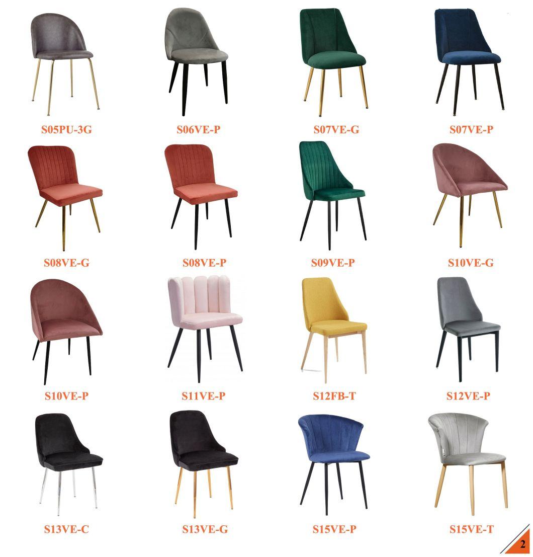 Modern European Style Hotel Dining Chair Stainless Steel Leg Velvet Accent Chair
